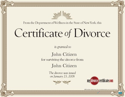 Download New York Department wellness divorce certificate Photoshop template